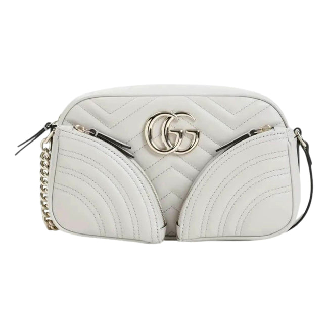Gucci Marmont Dual Compartment GG Gray Leather Shoulder Bag