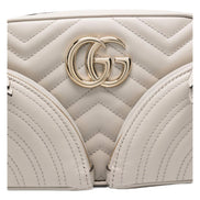 Gucci Marmont Dual Compartment GG Gray Leather Shoulder Bag