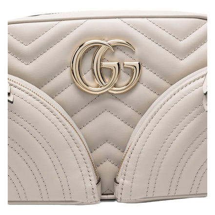 Gucci Marmont Dual Compartment GG Gray Leather Shoulder Bag