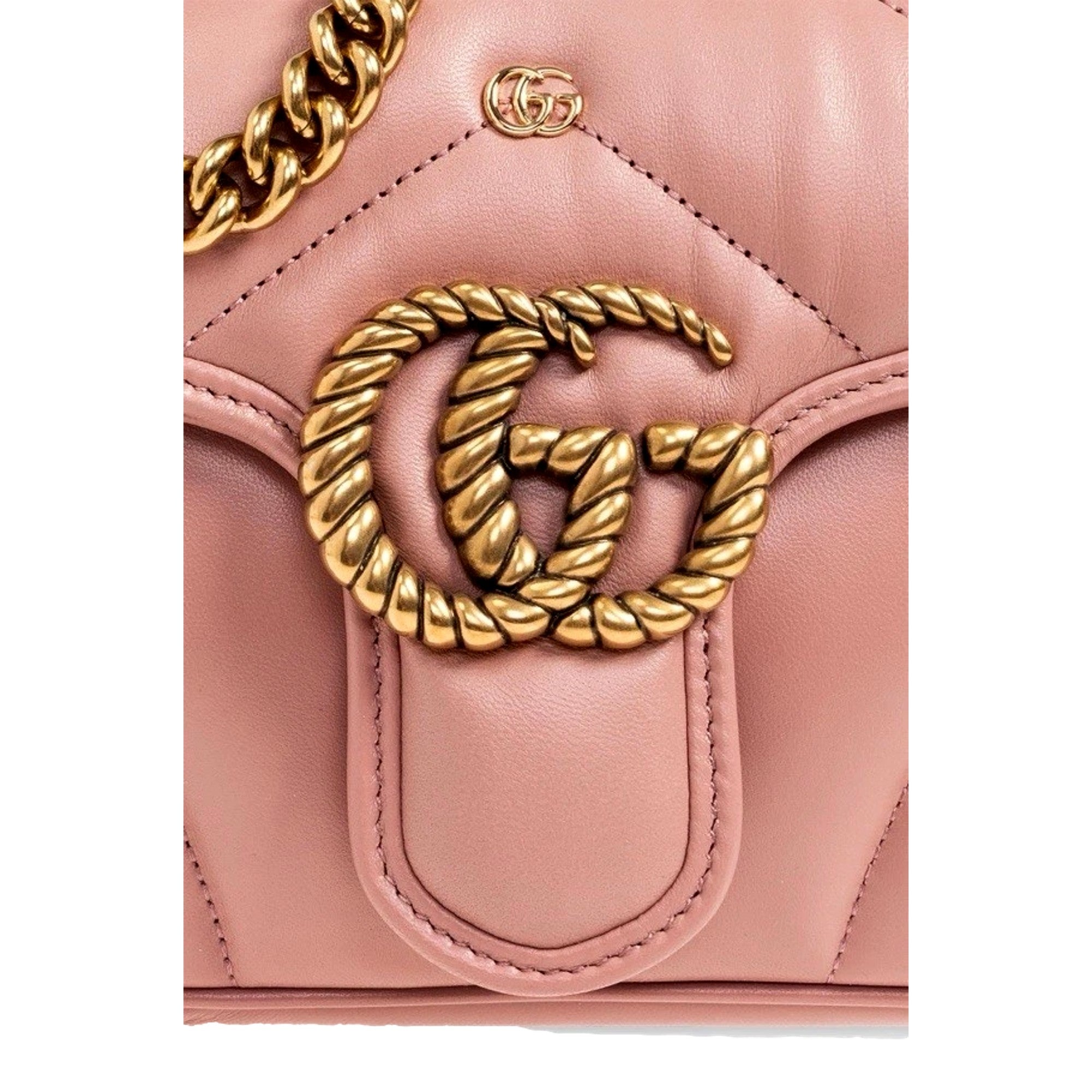 Gucci Marmont GG Embellished Pink Quilted Shoulder Bag