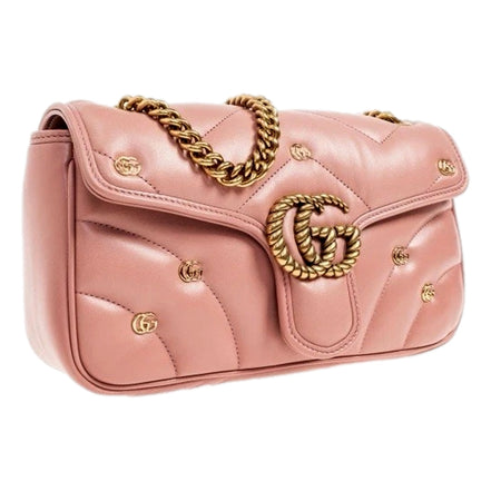 Gucci Marmont GG Embellished Pink Quilted Shoulder Bag