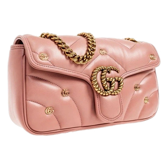 Gucci Marmont GG Embellished Pink Quilted Shoulder Bag