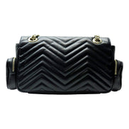 Gucci Marmont Dual Compartment GG Black Leather Shoulder Bag