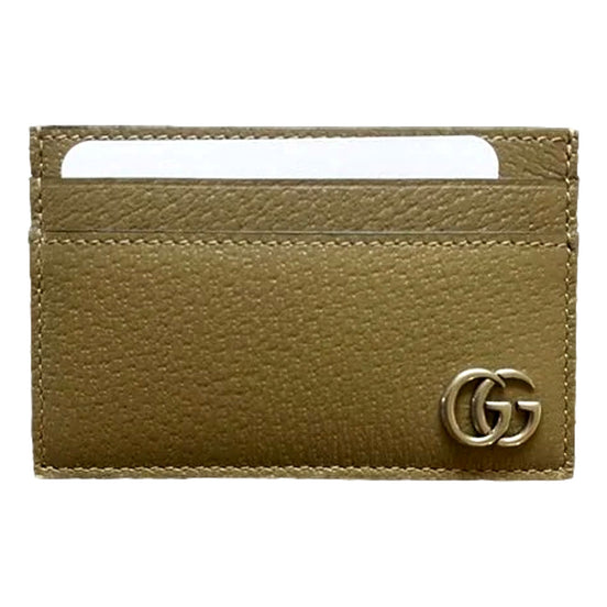 Gucci Marmont GG Khaki Green Leather Card Case Wallet available at Queen Bee of Beverly Hills