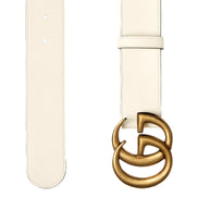 Gucci Marmont GG logo Ivory Leather Belt 90/85 available at Queen Bee of Beverly Hills