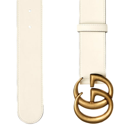 Gucci Marmont GG logo Ivory Leather Belt 90/85 available at Queen Bee of Beverly Hills