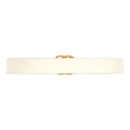 Gucci Marmont GG logo Ivory Leather Belt 90/85 available at Queen Bee of Beverly Hills