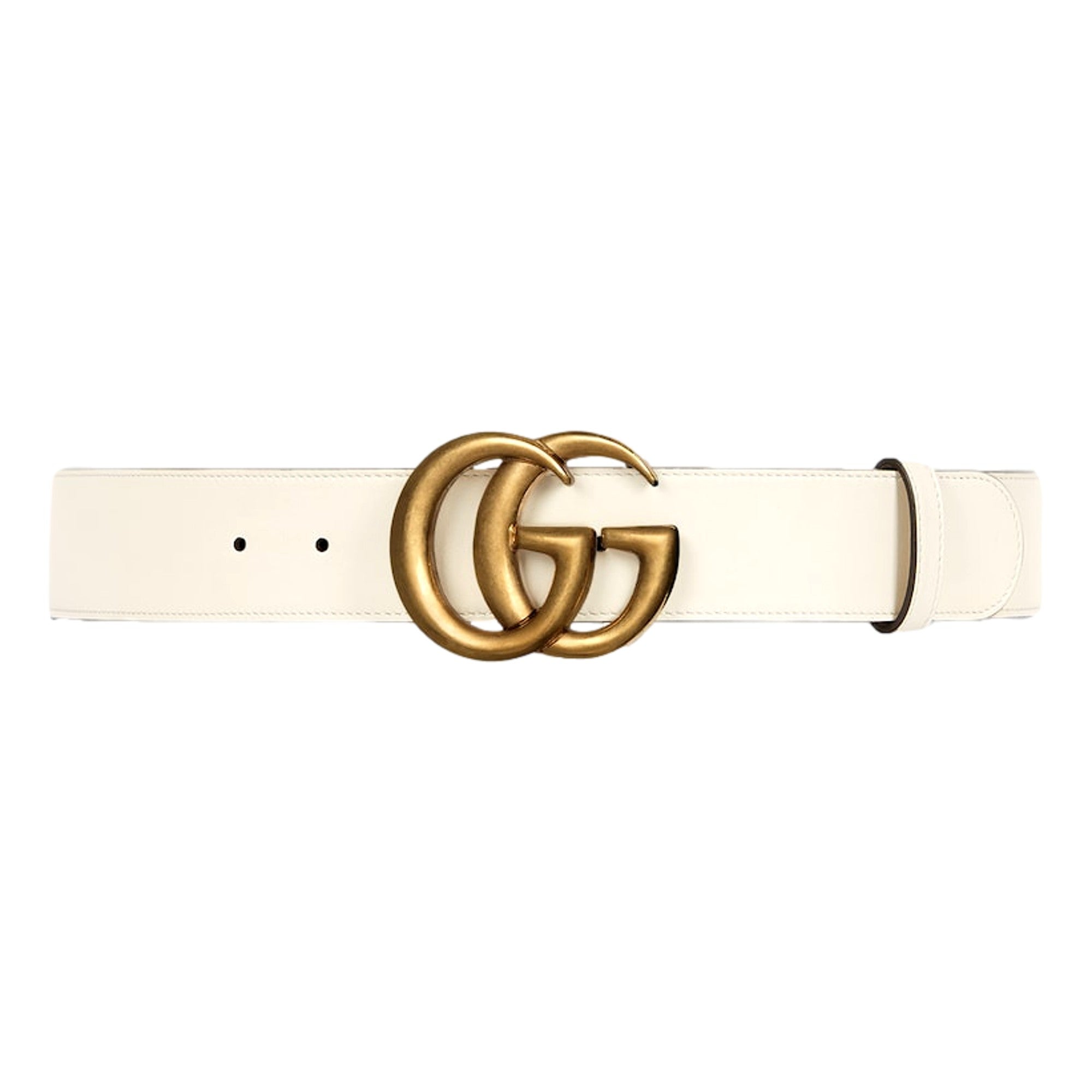 Gucci Marmont GG logo Ivory Leather Belt 90/85 available at Queen Bee of Beverly Hills