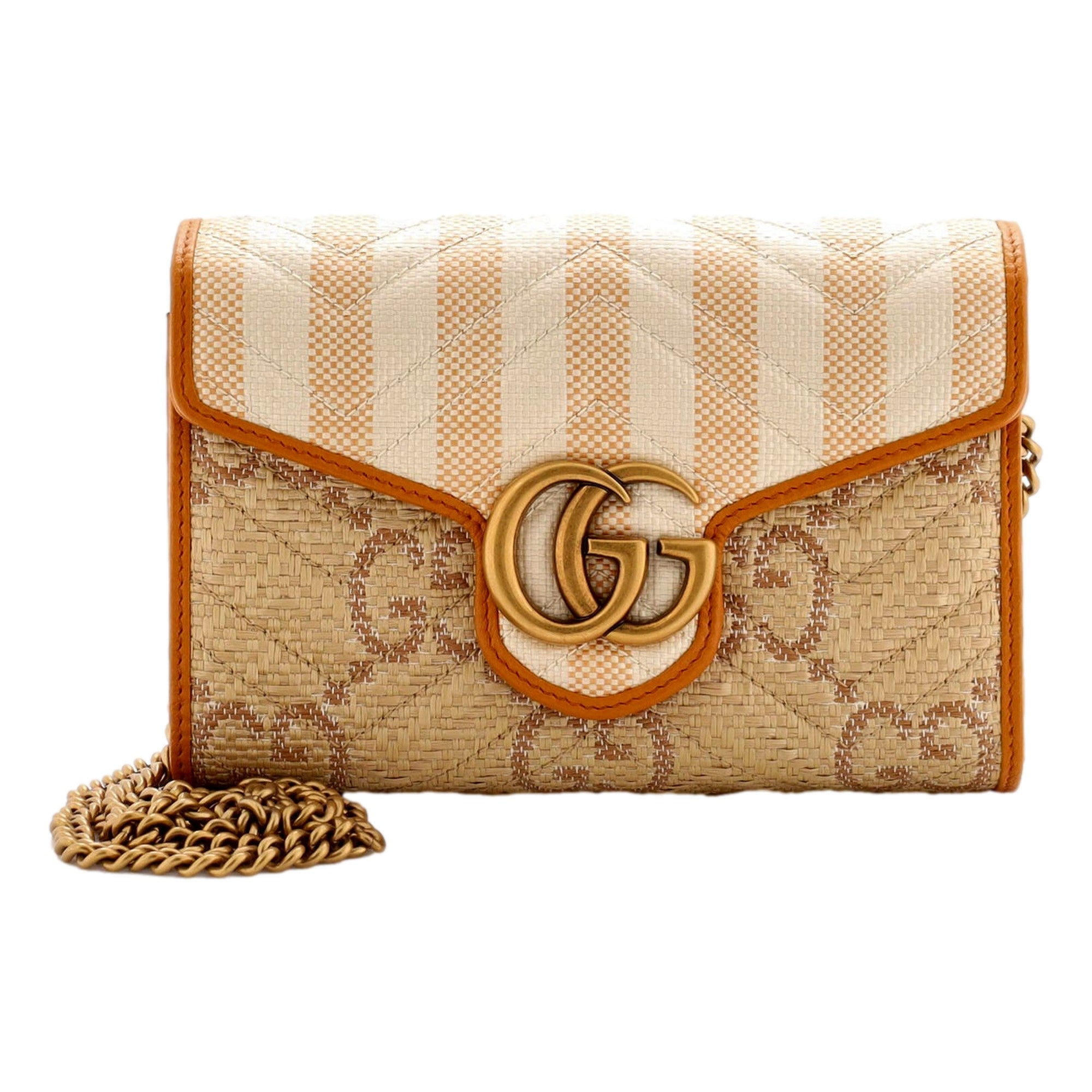 Gucci Marmont Raffia Wallet on Chain sold at Queen Bee of Beverly Hills