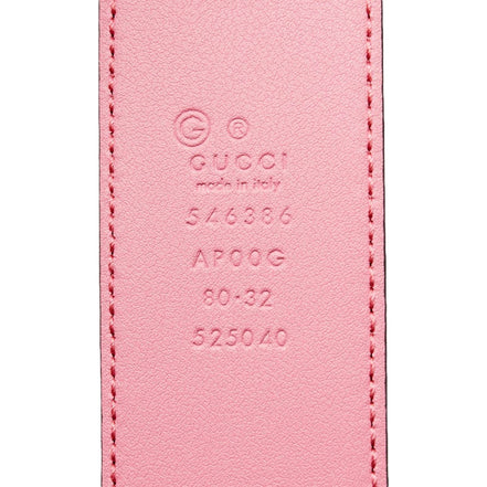 Gucci Marmont Interlocking GG Buckle Pink Leather Belt 80/32 available at Queen Bee of Beverly Hills
