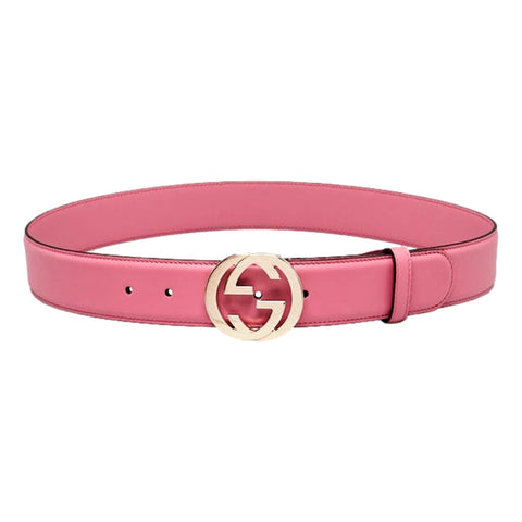 Gucci Marmont Interlocking GG Buckle Pink Leather Belt 80/32 available at Queen Bee of Beverly Hills