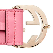 Gucci Marmont Interlocking GG Buckle Pink Leather Belt 80/32 available at Queen Bee of Beverly Hills