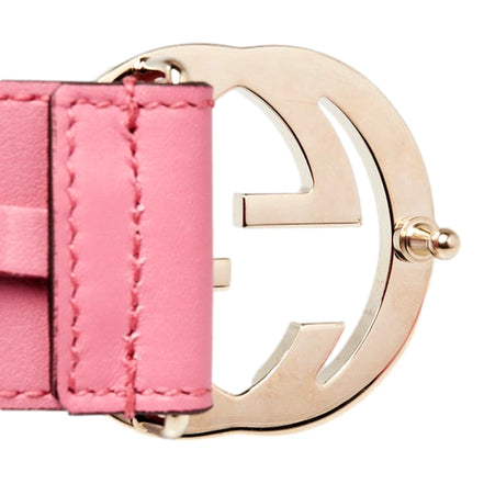 Gucci Marmont Interlocking GG Buckle Pink Leather Belt 80/32 available at Queen Bee of Beverly Hills