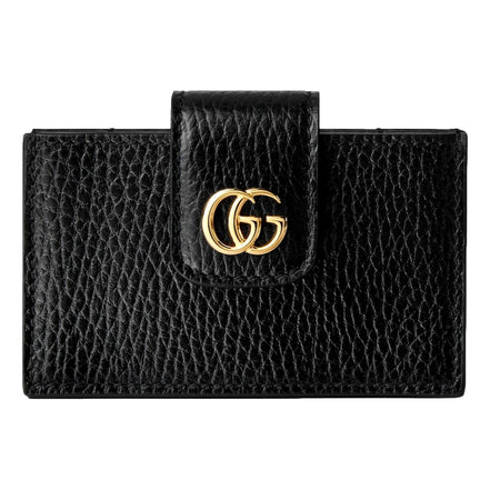 Gucci GG Marmont Leather Card Case Wallet with Gold Double G Snap Closure