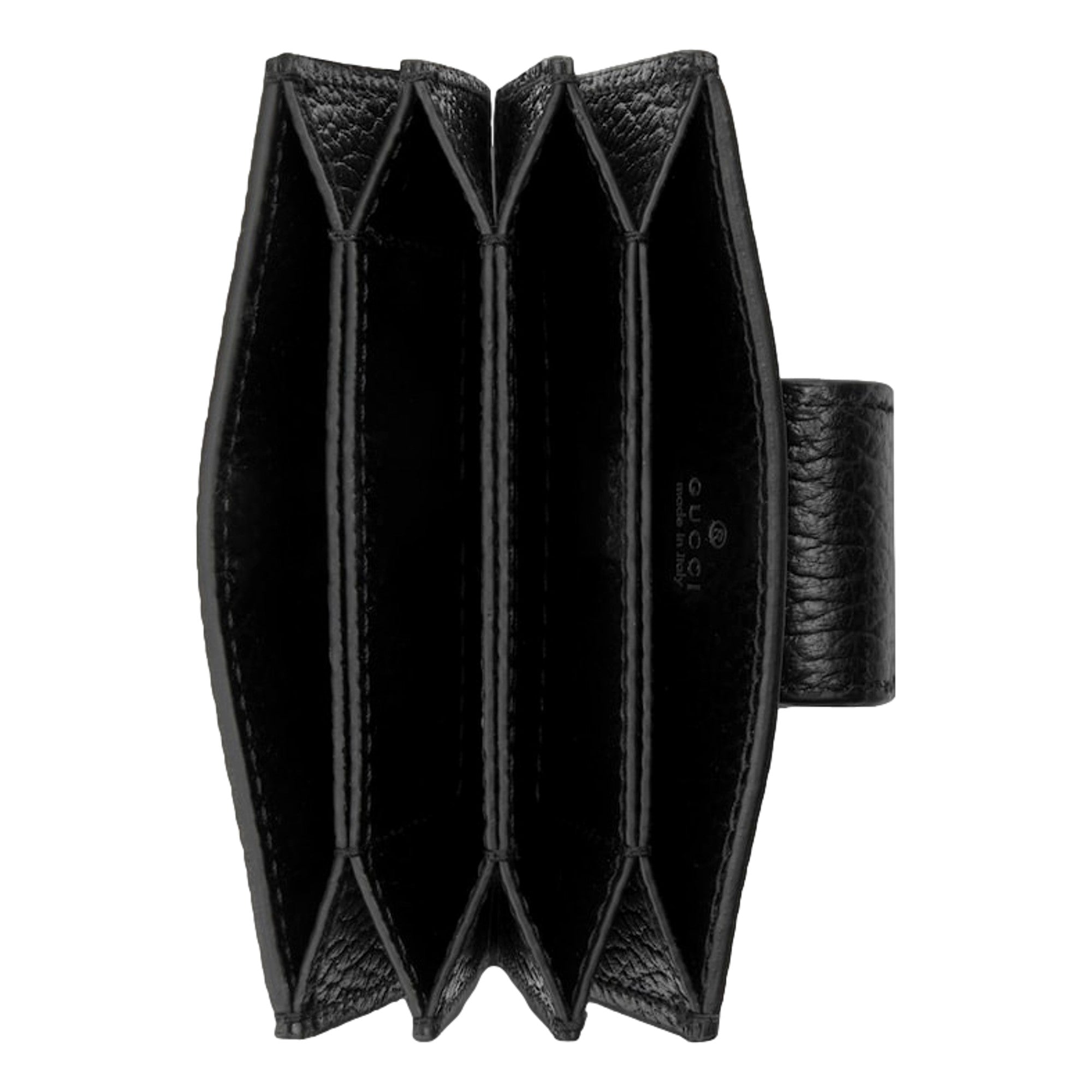 Gucci GG Marmont Leather Card Case Wallet with Gold Double G Snap Closure