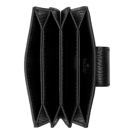 Gucci GG Marmont Leather Card Case Wallet with Gold Double G Snap Closure