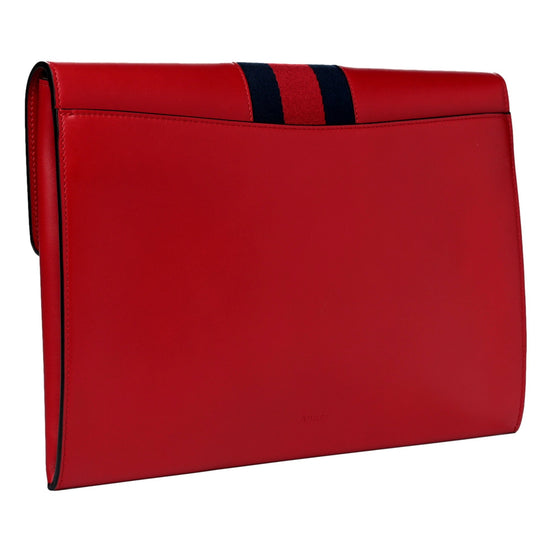 Gucci Maxi Sylvie Red Clutch available at Queen Bee of Beverly Hills