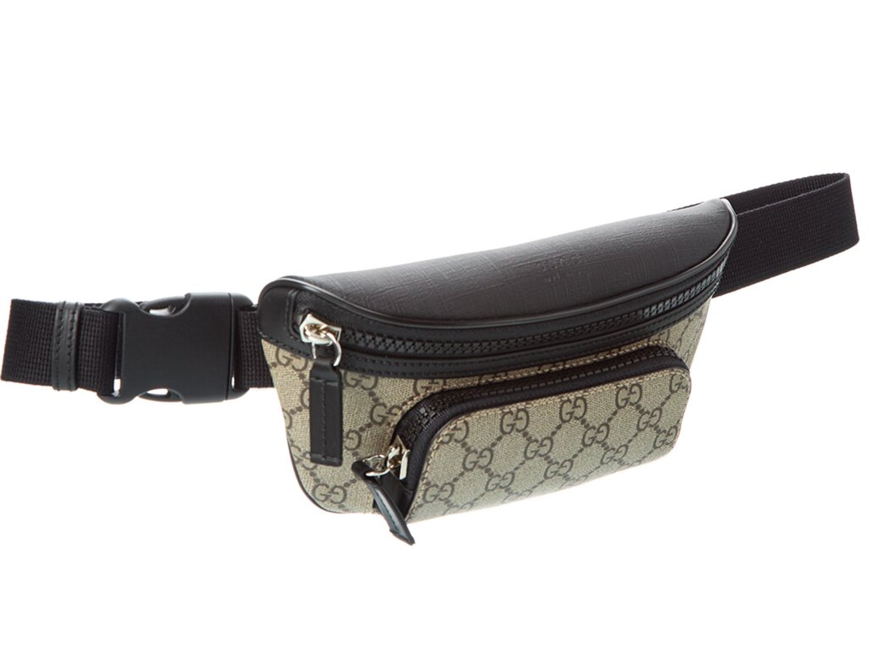Fanny pack with Gucci logo on a white background