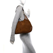 Gucci Micro GG B Medium Shoulder Bag Brown Suede and Leather sold at Queen Bee of Beverly Hills