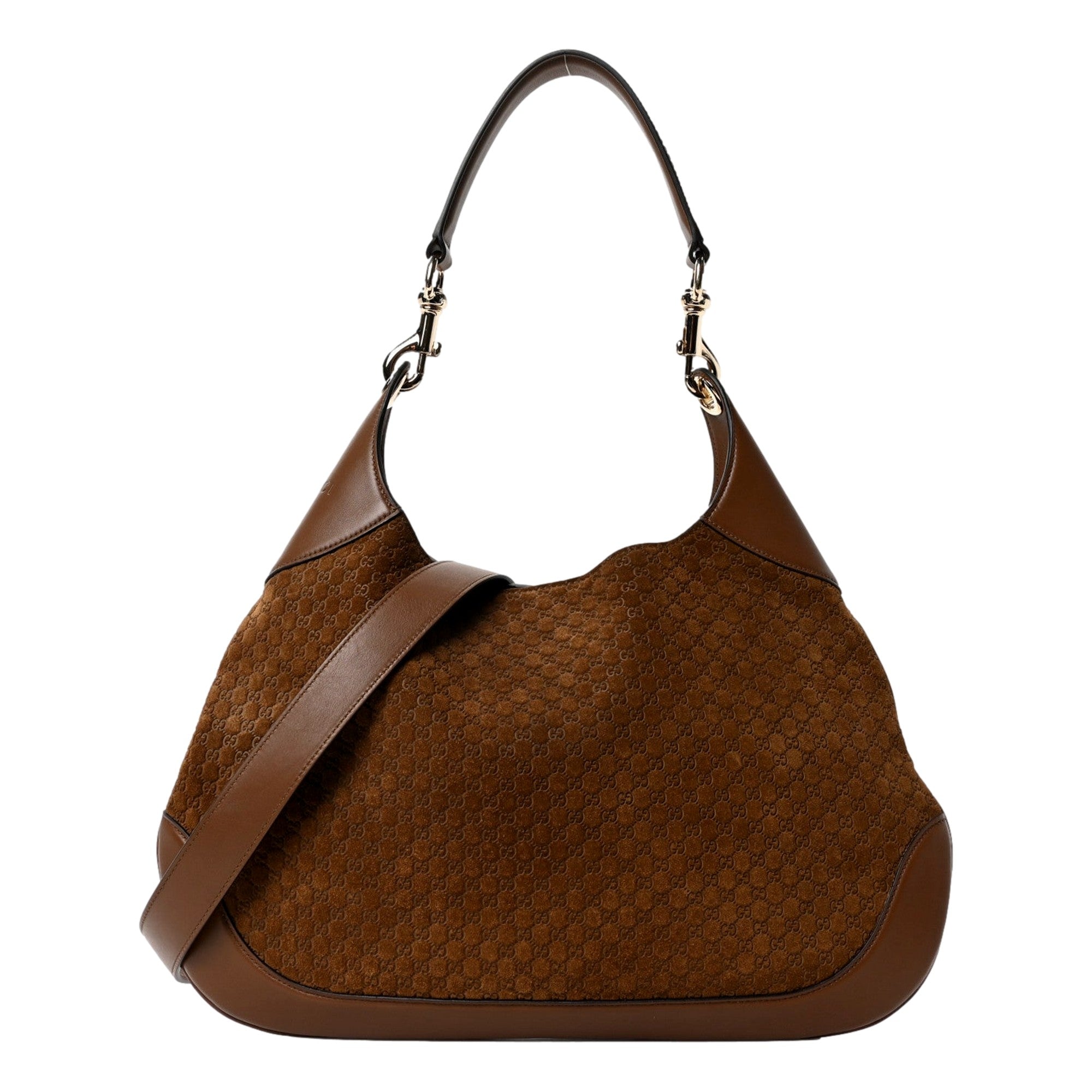 Gucci Micro GG B Medium Shoulder Bag Brown Suede and Leather sold at Queen Bee of Beverly Hills