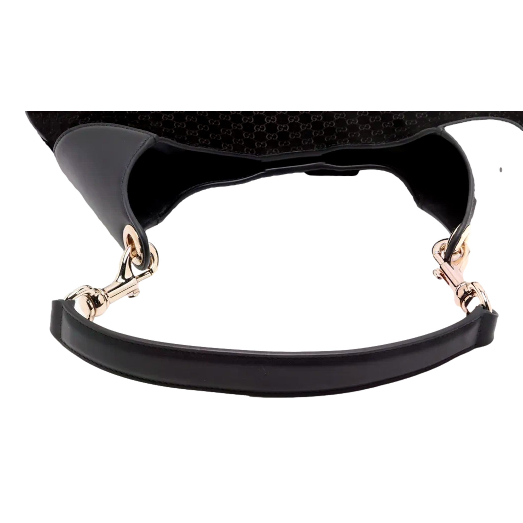 Gucci Micro GG B Medium Shoulder Bag Black Suede and Leather sold at Queen Bee of Beverly Hills