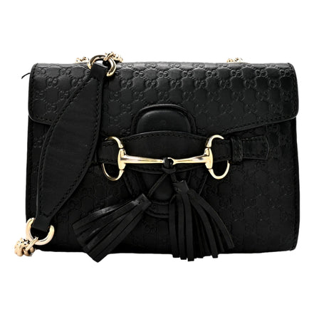 Gucci Microguccissima Mini Emily Chain Shoulder Bag Black - available at Queen Bee of Beverly Hills. 