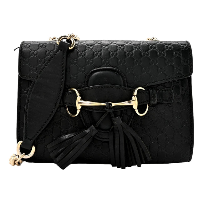 Gucci Microguccissima Mini Emily Chain Shoulder Bag Black - available at Queen Bee of Beverly Hills. 