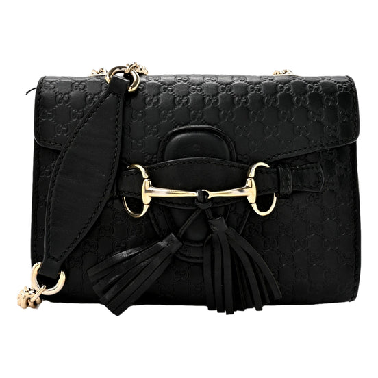 Gucci Microguccissima Mini Emily Chain Shoulder Bag Black - available at Queen Bee of Beverly Hills. 