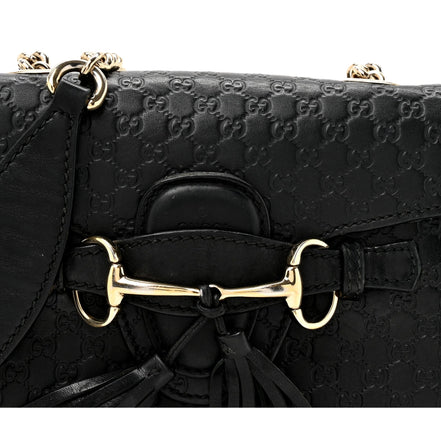Gucci Microguccissima Mini Emily Chain Shoulder Bag Black - available at Queen Bee of Beverly Hills. 