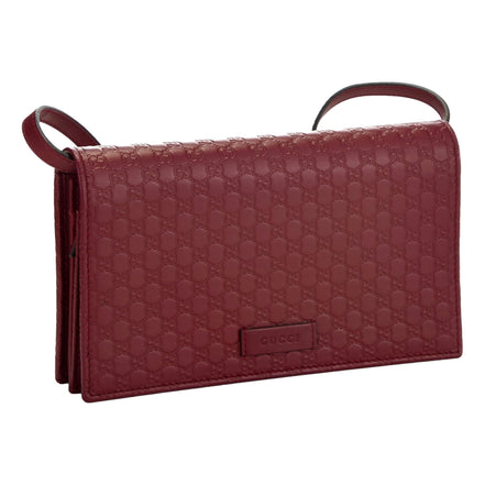 Gucci Microguccissma 'GG' Burgundy Red Womens Wallet Crossbody Handbag available at Queen Bee of Beverly Hills