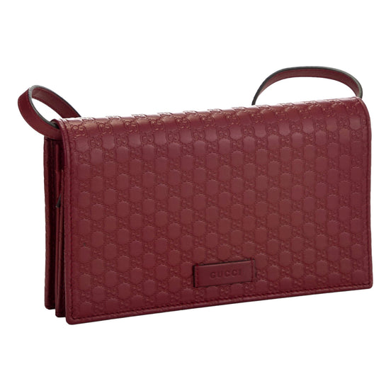 Gucci Microguccissma 'GG' Burgundy Red Womens Wallet Crossbody Handbag available at Queen Bee of Beverly Hills