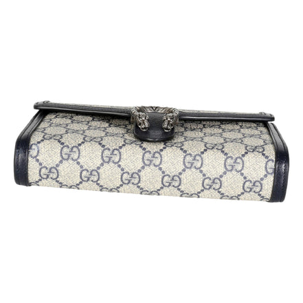 Gucci Navy GG Supreme Canvas Mini Dionysus Chain Wallet available at Queen Bee of Beverly Hills