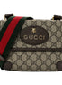Gucci Neo Vintage GG Supreme Canvas Leather Double Flap Messenger Bag available at Queen Bee of Beverly Hills
