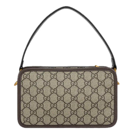 Gucci Ophida GG Supreme Canvas Leather Webstripe Top Handle Crossbody Handbag available at Queen Bee of Beverly Hills