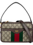 Gucci Ophida GG Supreme Canvas Leather Webstripe Top Handle Crossbody Handbag available at Queen Bee of Beverly Hills