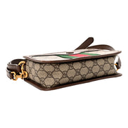 Gucci Ophida GG Supreme Canvas Leather Webstripe Top Handle Crossbody Handbag available at Queen Bee of Beverly Hills