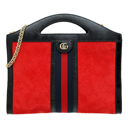 Gucci Ophidia Red Suede Handbag sold at Queen Bee of Beverly Hills