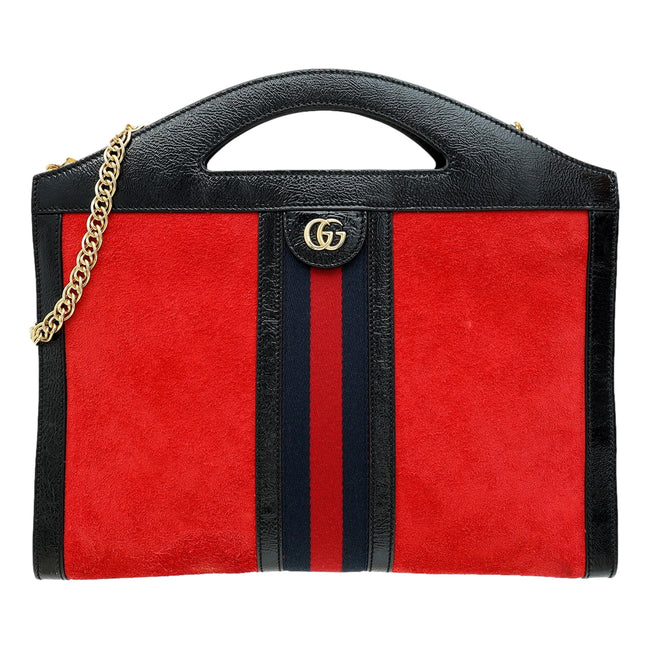 Gucci Ophidia Red Suede Handbag sold at Queen Bee of Beverly Hills