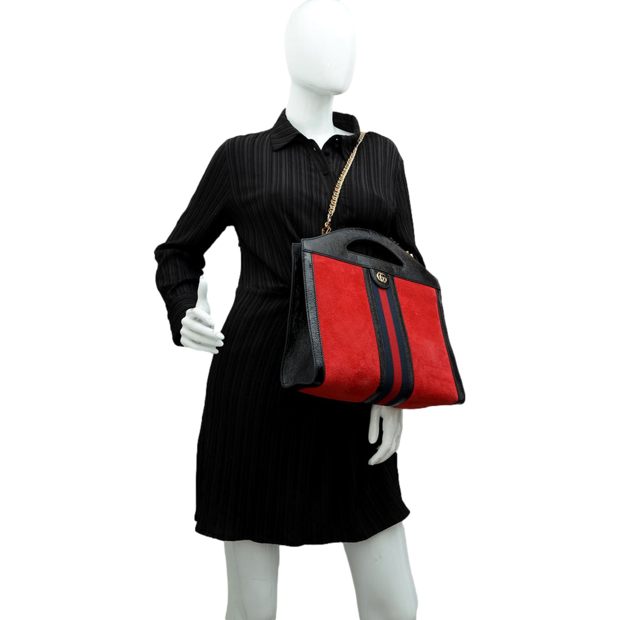 Gucci Ophidia Red Suede Handbag sold at Queen Bee of Beverly Hills