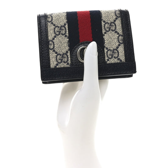 Gucci Ophidia Canvas Blue Red Webstripe Leather Bifold Snap Wallet