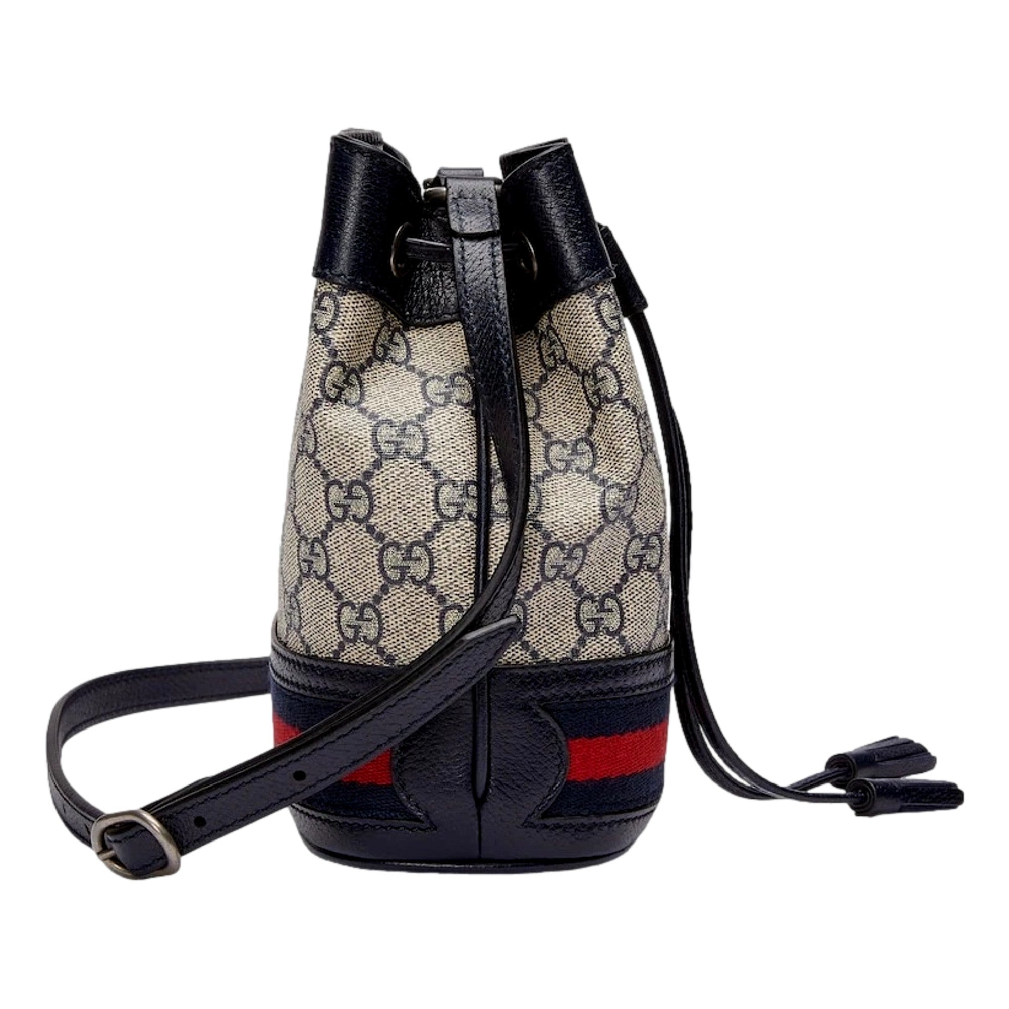 Gucci Ophidia Mini Beige And Blue GG Canvas Bucket Bag