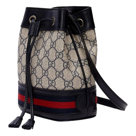 Gucci Ophidia Mini Beige And Blue GG Canvas Bucket Bag