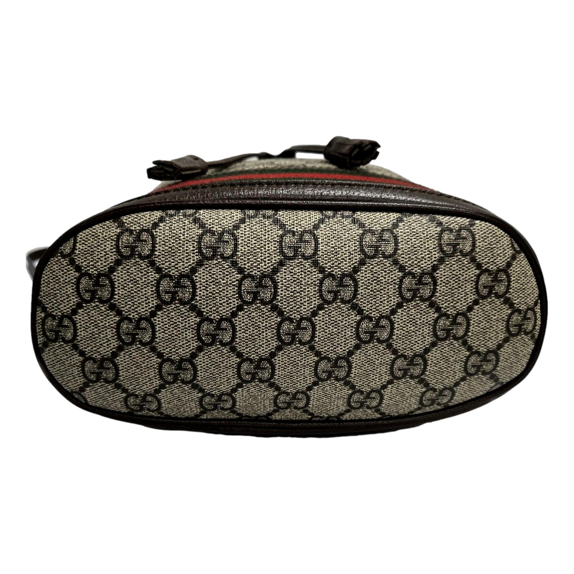 Gucci Ophidia Canvas Leather Webstripe Drawstring Brown Bucket Bag