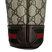 Gucci Ophidia Canvas Leather Webstripe Drawstring Brown Bucket Bag