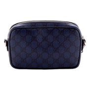 Gucci Ophidia Front Pocket Camera Bag GG Coated Canvas Mini Navy Blue