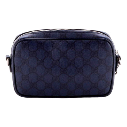Gucci Ophidia Front Pocket Camera Bag GG Coated Canvas Mini Navy Blue