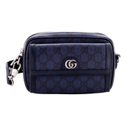 Gucci Ophidia Front Pocket Camera Bag GG Coated Canvas Mini Navy Blue