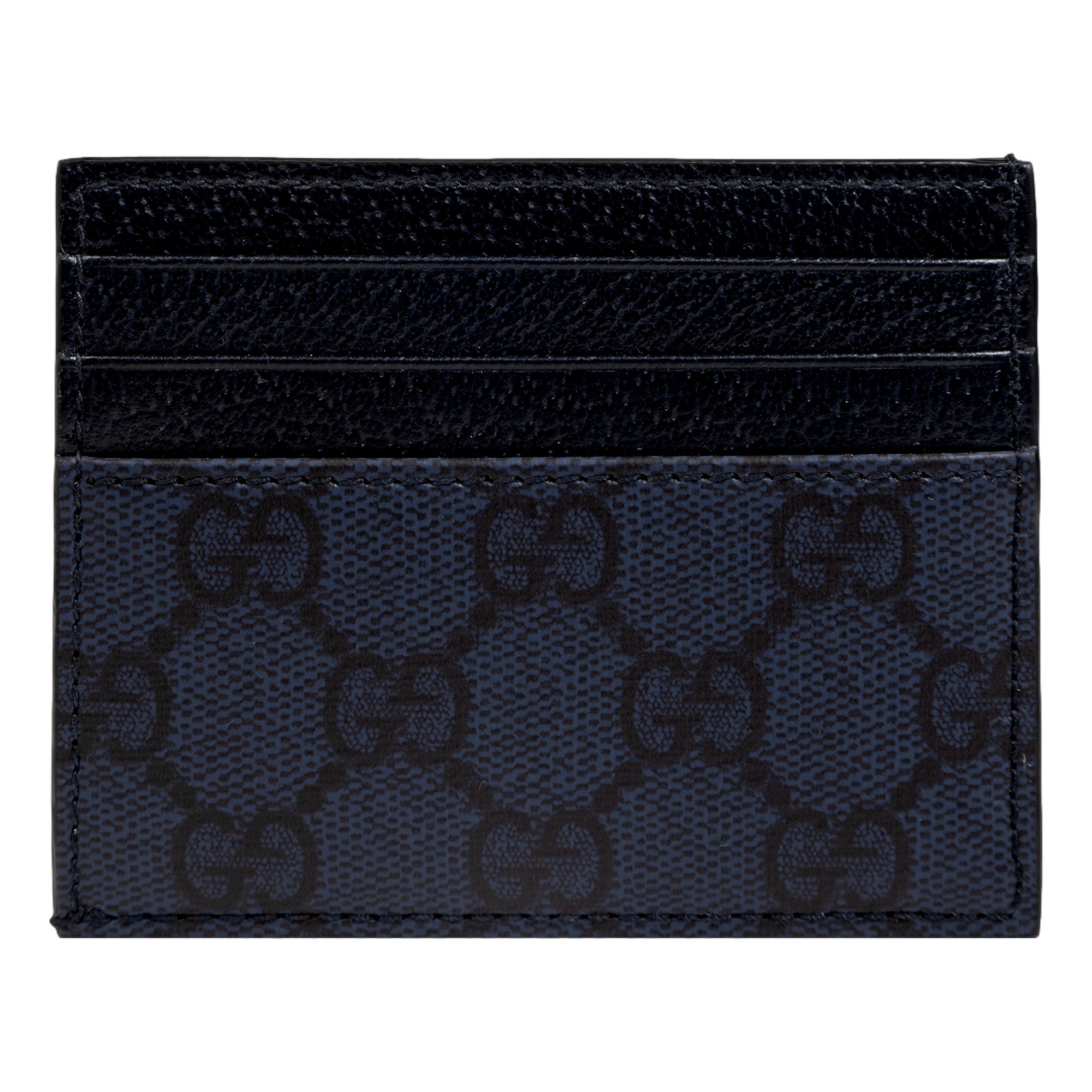 Gucci Ophidia GG Canvas Leather Navy Card Case Wallet - available at Queen Bee of Beverly Hills. 