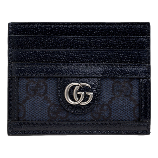 Gucci Ophidia GG Canvas Leather Navy Card Case Wallet