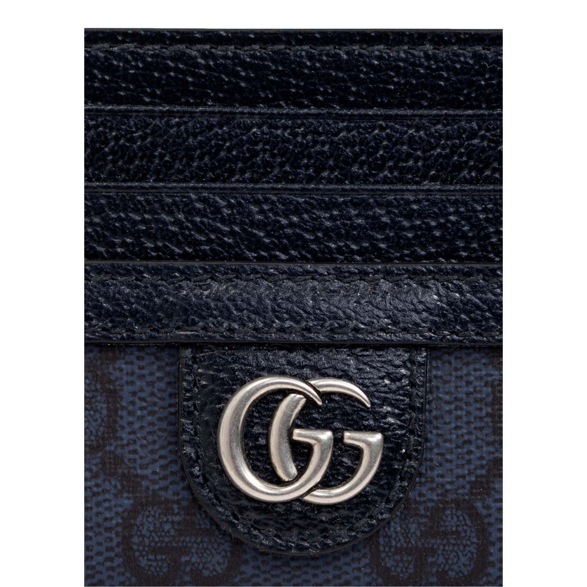 Gucci Ophidia GG Canvas Leather Navy Card Case Wallet - available at Queen Bee of Beverly Hills. 